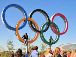 Rings outside the Olympic Stadium