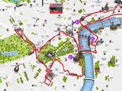 Promotional image of sightseeing bus route in London